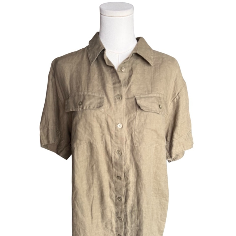 J.Crew - Utility Linen Shirt Dress in Olive Green Sz Xs - Picture 5 of 9